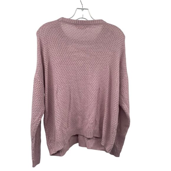 It's Our Time Cable Knit Sweater Criss Cross Neck Long Sleeve Pink Size Large - Picture 7 of 9